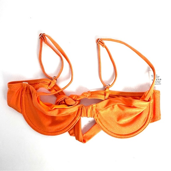 Bikini Set Swimsuit Orange  Underwire Top High waisted Bottom Tie Back Size S - Picture 2 of 10